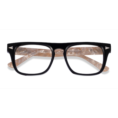Female s rectangle Black Champagne Acetate Prescription eyeglasses - Eyebuydirect s Fluoresce