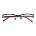 Unisex s rectangle Black Red Metal Prescription eyeglasses - Eyebuydirect s Tech