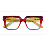 Unisex s square Blue Red Rainbow Acetate Prescription eyeglasses - Eyebuydirect s Vibrant