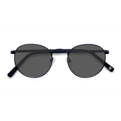 Unisex s round Navy Metal Prescription sunglasses - Eyebuydirect s Rex