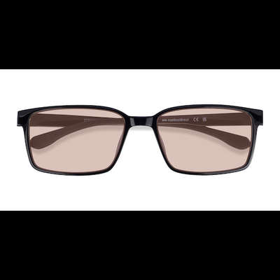 Unisex s rectangle Shiny Black Plastic Prescription sunglasses - Eyebuydirect s Strive