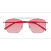Unisex s aviator Matt Silver Solid Red Metal Prescription sunglasses - Eyebuydirect s Golf