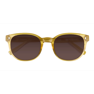 Unisex s round Crsytal Yellow Plastic Prescription sunglasses - Eyebuydirect s Seabright