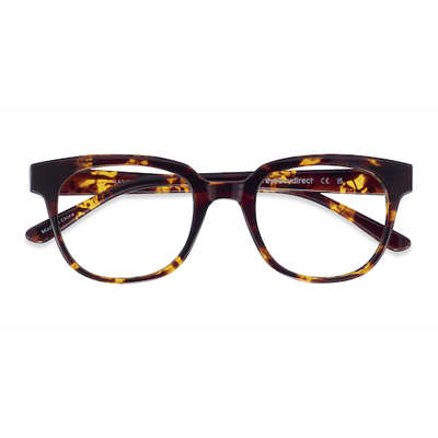 Unisex s square Honey Tortoise Plastic Prescription eyeglasses - Eyebuydirect s Flashback