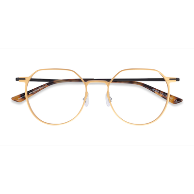Unisex s geometric Gold & Black Aluminium Alloy,Titanium Prescription eyeglasses - Eyebuydirect s Alum