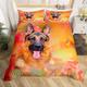 Loussiesd German Shepherd Duvet Cover 3D Animal Theme Bedding&Linen Pet Dog Pattern Bedding Set Autumn Red Leaf Decor Luxury Wolf Dog Comforter Cover Set Dog Animals Bedspread Cover Double Zipper