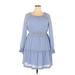 Gal Meets Glam Casual Dress - Mini Scoop Neck Long sleeves: Blue Dresses - New - Women's Size 16