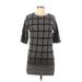 Banana Republic Casual Dress - Sweater Dress: Gray Houndstooth Dresses - Women's Size 2X-Small Petite