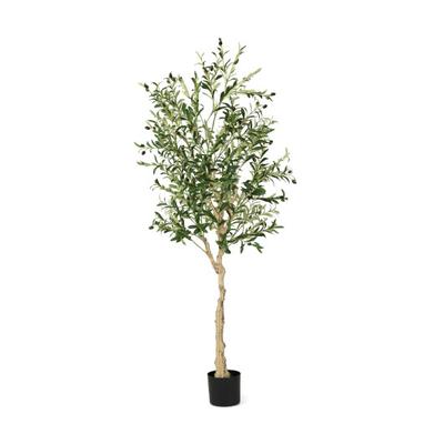 Costway 6 Feet Artificial Olive Tree in Cement Pot-1 Piece