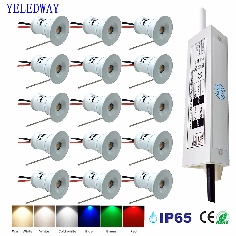 Mini-Downlight LED 12V 1W Einbau-kleines Spotlicht Decke Küche Zimmer Treppe Indoor-LED-Strahler mit Transformator AC110-220V