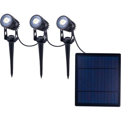 LED Solarleuchte NÄVE "Spoti", schwarz (schwarz matt), H:9,00cm, Lampen, 3er LED Solarspot mit Erdspieß inkl. Solarpanel