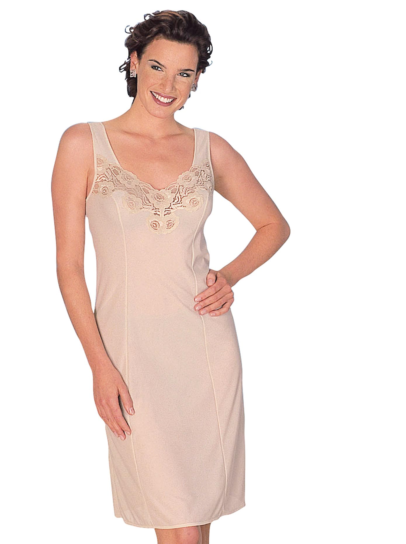 Unterkleid "Unterkleid", Damen, Gr. 50, Normalgrößen, beige (haut), 100% Polyester, unifarben, Kleider Unterkleid