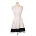 Love...ady Casual Dress - A-Line High Neck Sleeveless: White Solid Dresses - Women's Size X-Small