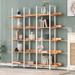 Industrial Wooden 5 Tier Bookcase Metal Bookshelf Open Display Storage Rack for Living Room Bedroom Home Office