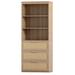 Rattan Bookcase with 3 Drawers and 3-Tier Open Shelves, Wooden Bookshelf