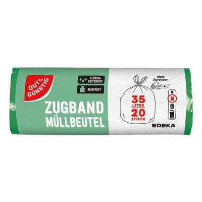 20 Müllsäcke 35 L grün mit Zugband grün, Gut und Günstig