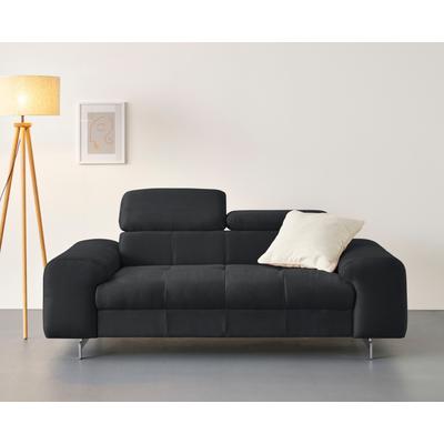 2-Sitzer COTTA "Chef", grau (lava), B:196cm H:72cm T:105cm, Softlux-Kunstleder, NaturLeder (echtes Rindsleder), Luxus-Microfaser (100% Polyester), Sofas, Big-Sofa mit Kopfteilverstellung, edle Metallkufen Image