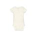 Just One You Made by Carter's Short Sleeve Onesie: White Solid Bottoms - Size Newborn