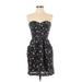 Rebecca Taylor Casual Dress - Mini Sweetheart Sleeveless: Black Floral Dresses - Women's Size 0