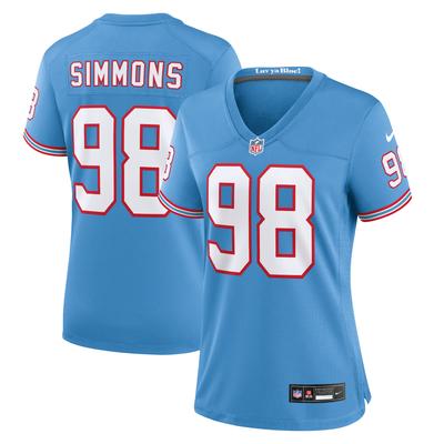Tennessee Titans Nike Oilers Throwback Alternative Game-Trikot – Hellblau – Jeffery Simmons – Damen Image