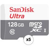 SanDisk 128GB Ultra UHS-I microSDXC Memory Card (5-Pack) SDSQUNR-128G-GN6NM