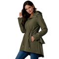 Masseys Flounced Anorak (Size 5X) Olive Night, Polyester,Spandex