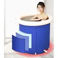 Baignoire gonflable pliable avec couvercle et coussin de siège 68x63cm optique bleu