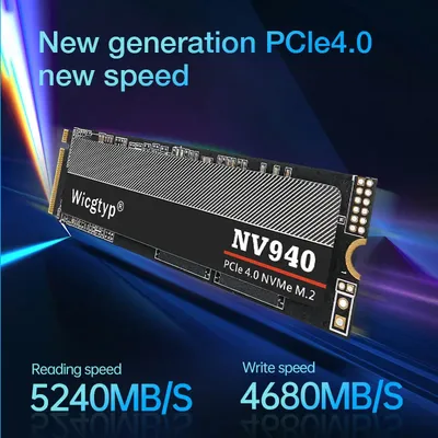 Wicgtyp-Disque SSD interne pour ordinateur portable de bureau SSD NVMe PCIe 4.0 512 Go 1 To 2