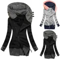 Women's Autumn Winter Hoodie Coat Long Sleeve Pocket Zipper Medium Long Jacket Sweatshirt Warm