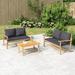 vidaXL Patio Bench with Cream White Cushions Bamboo