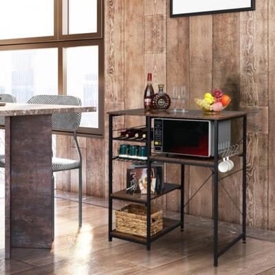 Microwave Oven Stand Storage Cart Bakers Rack with Drawer Brown
