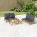 vidaXL Patio Bench with Cream White Cushions Bamboo