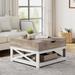Moasis Farmhouse Lift Top Square Coffee Table with Storage and Shelf