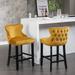 Counter Height Bar Stools Set of 2 with Velvet Upholstered Wing-Back and Chrome Nailhead Trim Leisure Style Bar Chairs