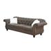 Rima 93 Inch Modern Sofa, Faux Leather Cushions, Rolled Armrests, Brown