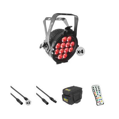 CHAUVET DJ SlimPAR Pro Q USB Kit with 4 RGBA LED Wash Lights, Cables, Case, and Remote SLIMPARPROQUSB