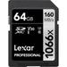 Lexar 64GB Professional 1066x UHS-I SDXC Memory Card (SILVER Series) LSD1066064G-BNNNU