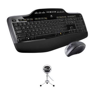 Logitech MK710 Wireless Desktop Keyboard and Mouse Bundle with Blue Snowball USB Con 920-002416