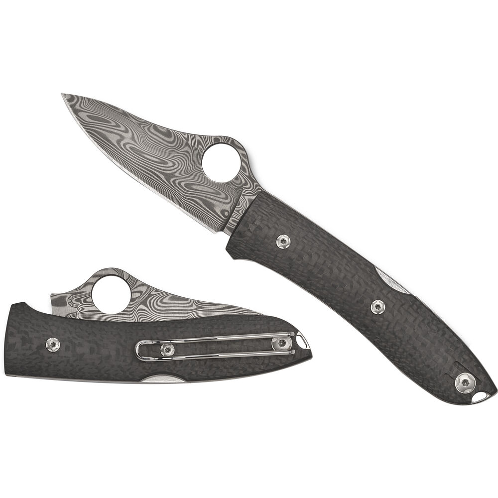 Spyderco SpyOpera Carbon Fiber Thor Damascus Folding Knife C255CFPD