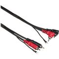 Hosa Technology 2 RCA Male to 2 RCA Angled Male with Ground Strap Dual Audio DJ Cable - 6.5 CRA-202DJ