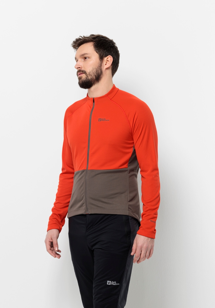 Fahrradjacke JACK WOLFSKIN "MOROBBIA FZ L/S M", Gr. M50, rot (strong, rot), OBERSTOFF 100% POLYESTER LINING 100% POLYESTER, Jacken Image