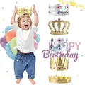 Happy Birthday Hat Gold Silver Adjustable King Princess Crown Girl Boy Adult Gifts Glitter Headwear