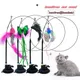 Pet Cat Toy Cat Wand Fluffy Feather with Bell Sucker Cat Stick Toy Interactive Toys for Cats Kitten