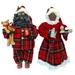 Set of 2 Mr. and Mrs. Claus Plaid Pajama African American Christmas Figurines 15"