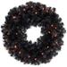 Pre-Lit Black Noble Spruce Artificial Halloween Wreath 24-Inch Orange Lights