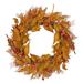 Yellow Orange Berry Leaves Fall Harvest Artificial Wreath 24-Inch