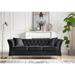 3 Seat Button Tufed Couch, Modern Chesterfield Curved Sofa Tufted Velvet Couch with Scroll Arms and Metal Legs for Living Room