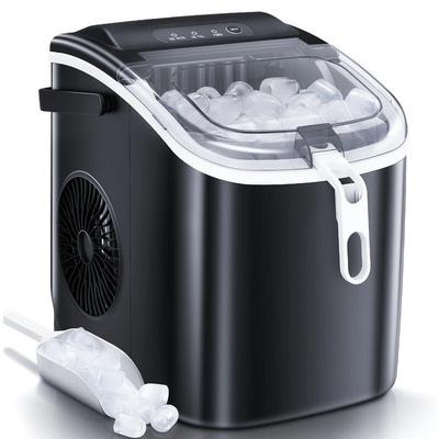 YUKOOL Countertop Ice Maker,Handle Portable Ice Maker,24H/26lbs,6Min/9 Ice Cubes.