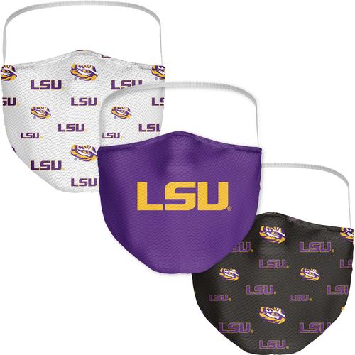 Adult Fanatics LSU Tigers All Over Logo Mund-Nasen-Bedeckung, 3er-Pack