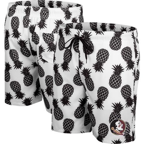 Florida State Seminoles Badeshorts für Herren in Weiß/Schwarz Colosseum Ananas-Design